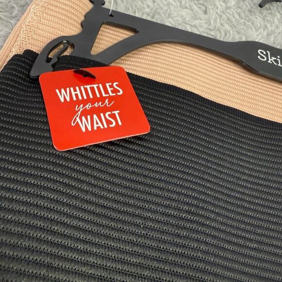 Skinnygirl Waist Cinching Briefs Beige Black Scuba Large Tummy Shaping 2 Pair - Picture 2 of 8